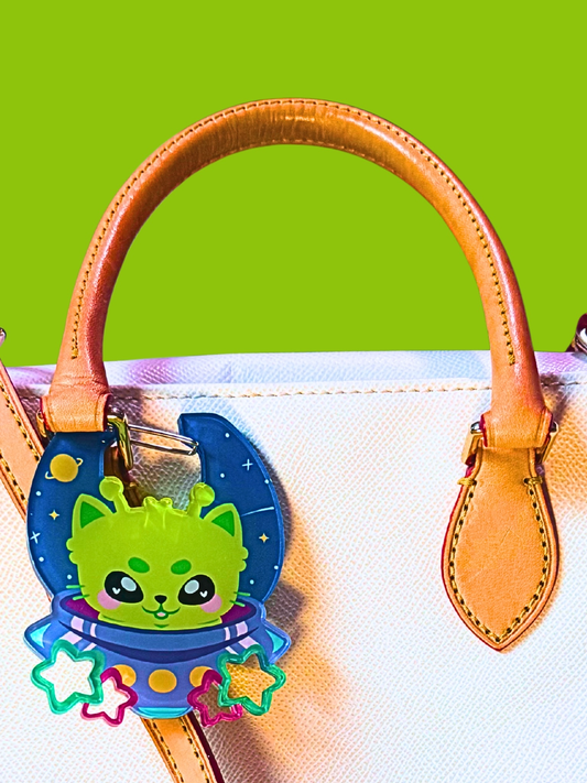 Alien Cat Acrylic Carabiner
