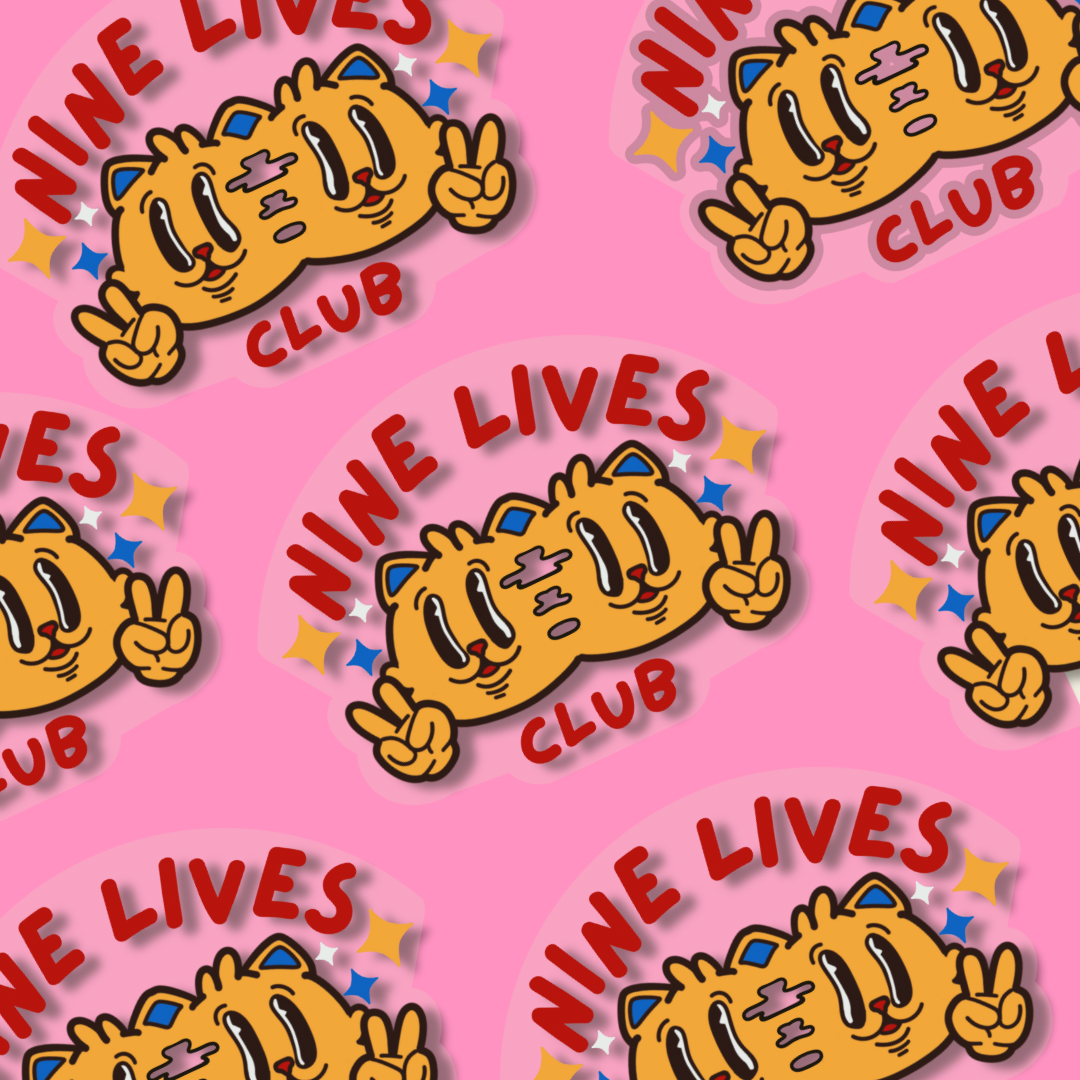 Nine Lives Club Clear Sticker