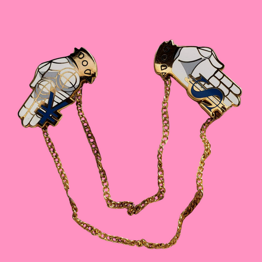 "The Hand" Chained Collar Pin Set